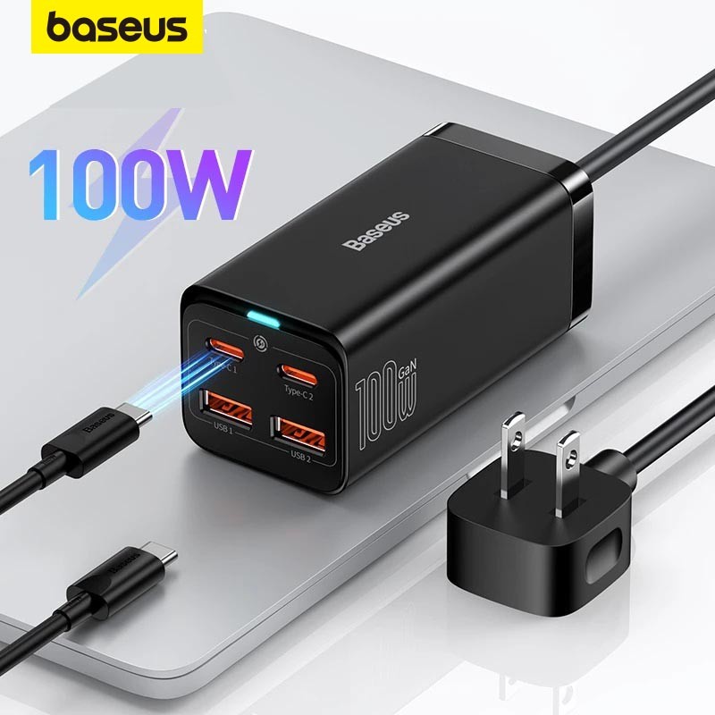 Baseus 100w 65w Gan3 Charger 2u+2c Desktop Laptop Fast Charger 4 In 1 