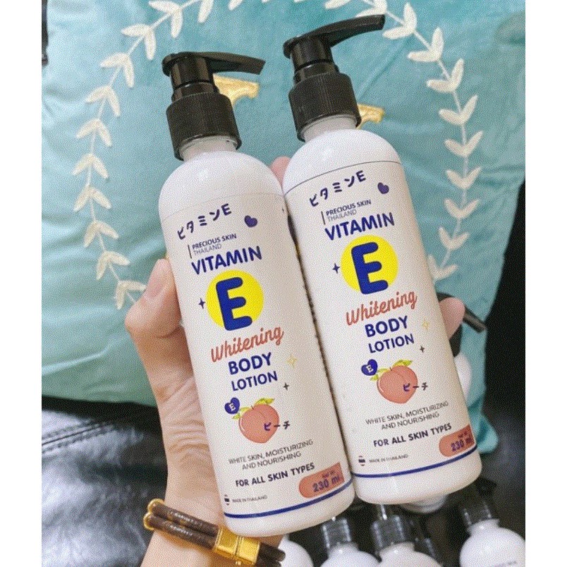 ☋PRECIOUS SKIN Vitamin E Whitening Body Lotion 230ml (Thailand