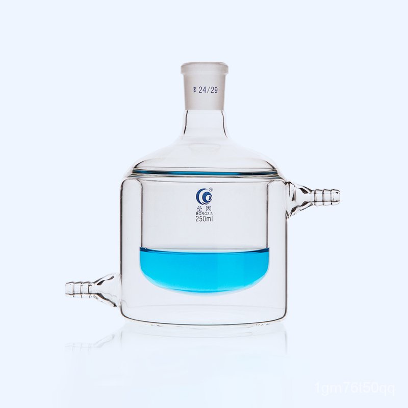 Flat Bottom Glass Single Mouth Jacketed Reaction Bottle Laboratory