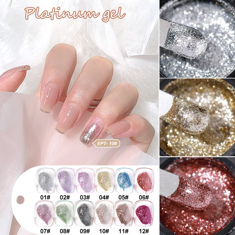 [COD] Platinum Japanese Glitter EPT Nail Art Gel Polish JAR 5ml AS ...