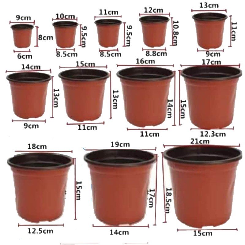 ﹊100Pcs Red pot Set Flower Pot Plastic Plant Pots Desktop Potted Soft