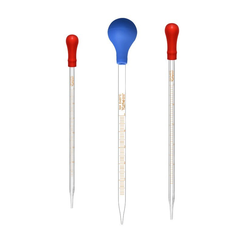 Rubber head dropper pipette transfer pipe1/2/3/5/10ml 20cm Glass scale