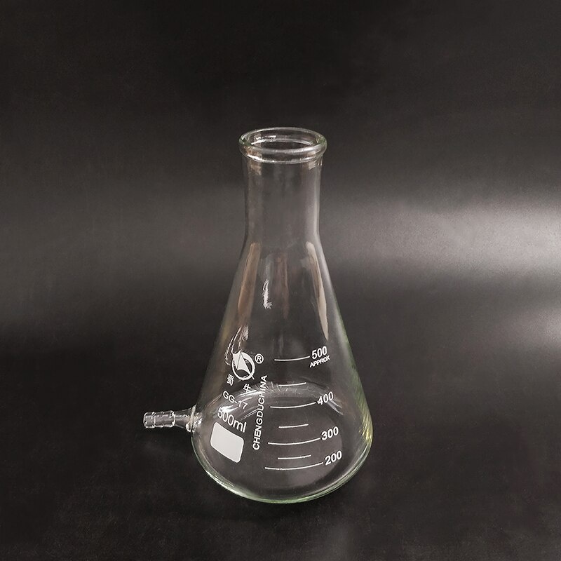 Filtering flask with Lower tube,Capacity 500ml,Triangle flask with