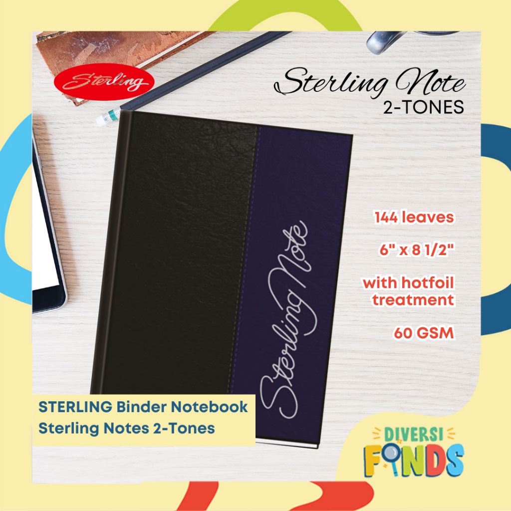 ☾Sterling 2 TONE Binder Notebook 144 leaves - Refillable - Total of 9  Fillers inside - 6X8 1/2