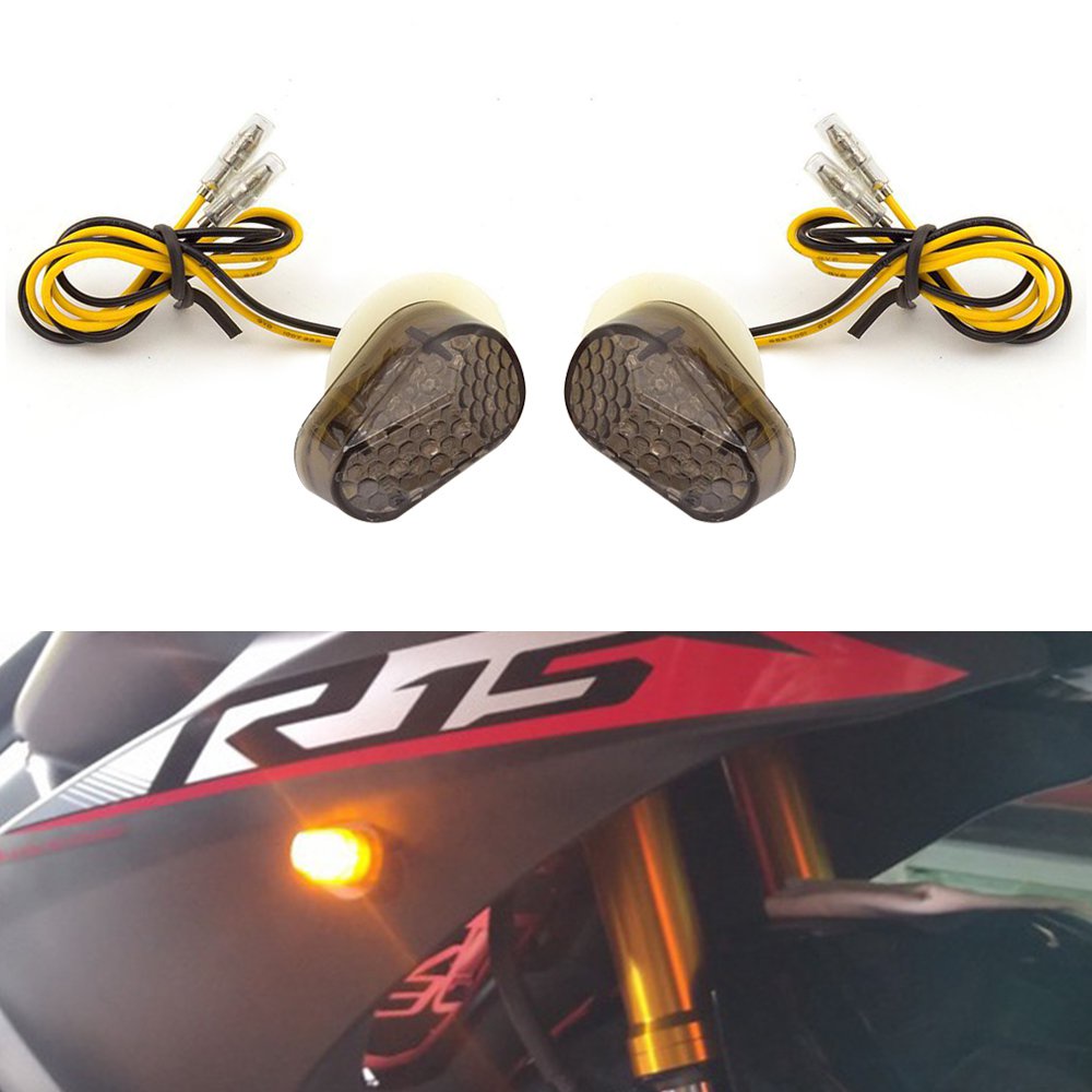 2PC LED Turn Signal Flush Mount For Yamaha YZF R1 R6 YZF R6S FZ1S FAZER ...