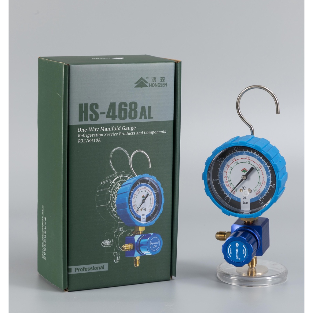 ⁑HONGSEN Single Manifold Gauge Set R410A R32 Refrigerant Gas Pressure ...