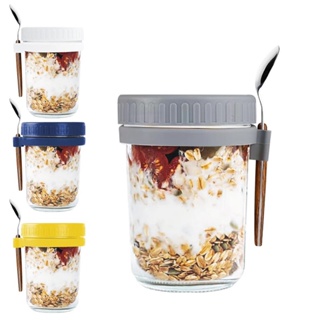 Overnight Oats Jars With Lid And Spoon 2 Pack With Handle14oz/16oz Large  Capacit