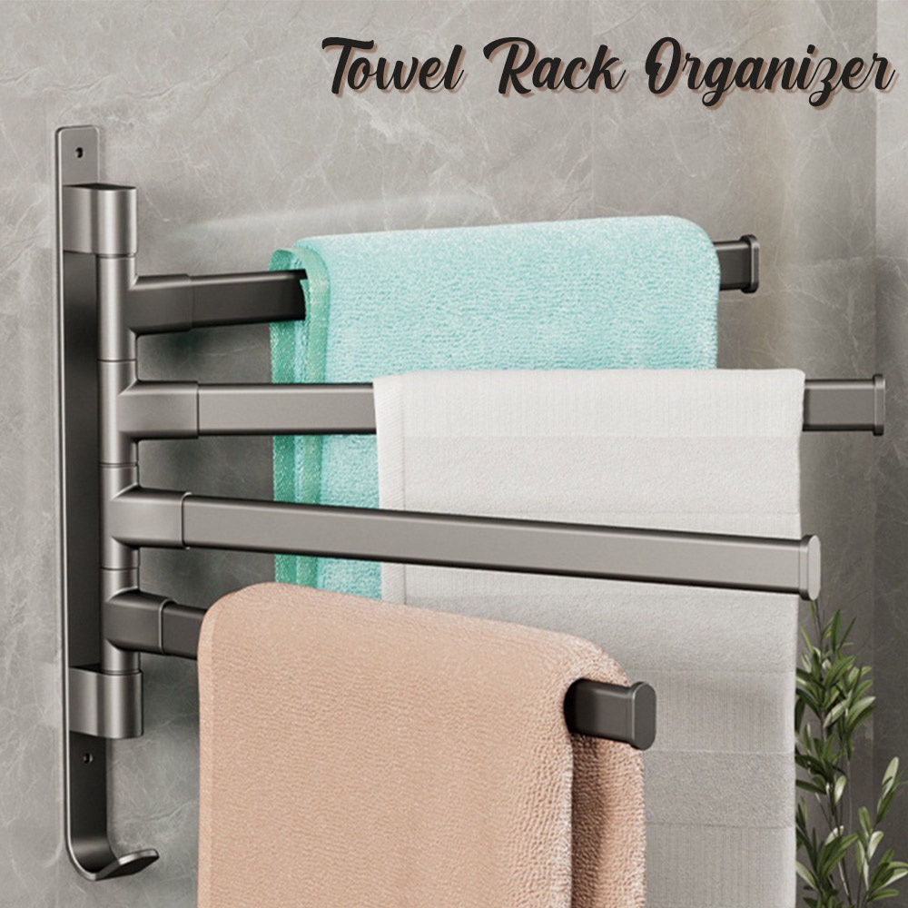 ↂ ┅LOCAUPIN Bathroom Rotating Towel Rack Swing Arm Hanger Closet