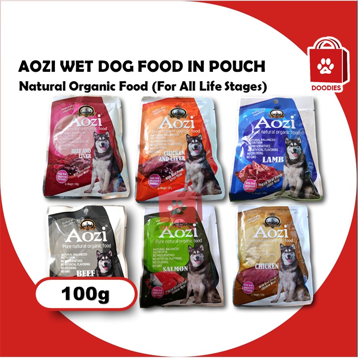 ☢Aozi Wet Dog Food in Pouch Lamb, Beef, Chicken, Liver & Salmon 100g