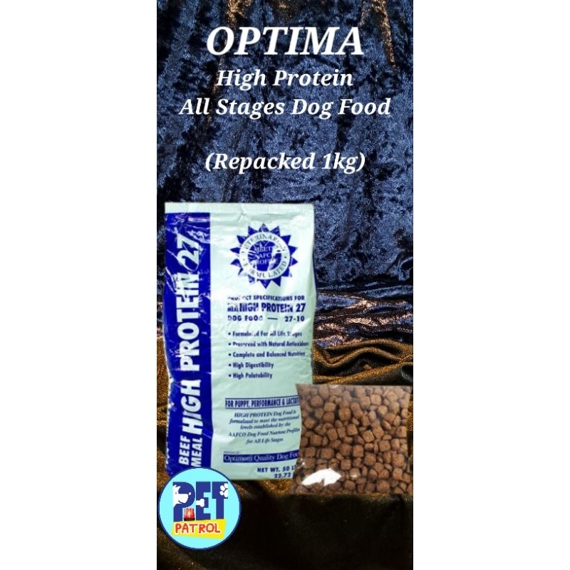 Optima high 2024 protein dog food