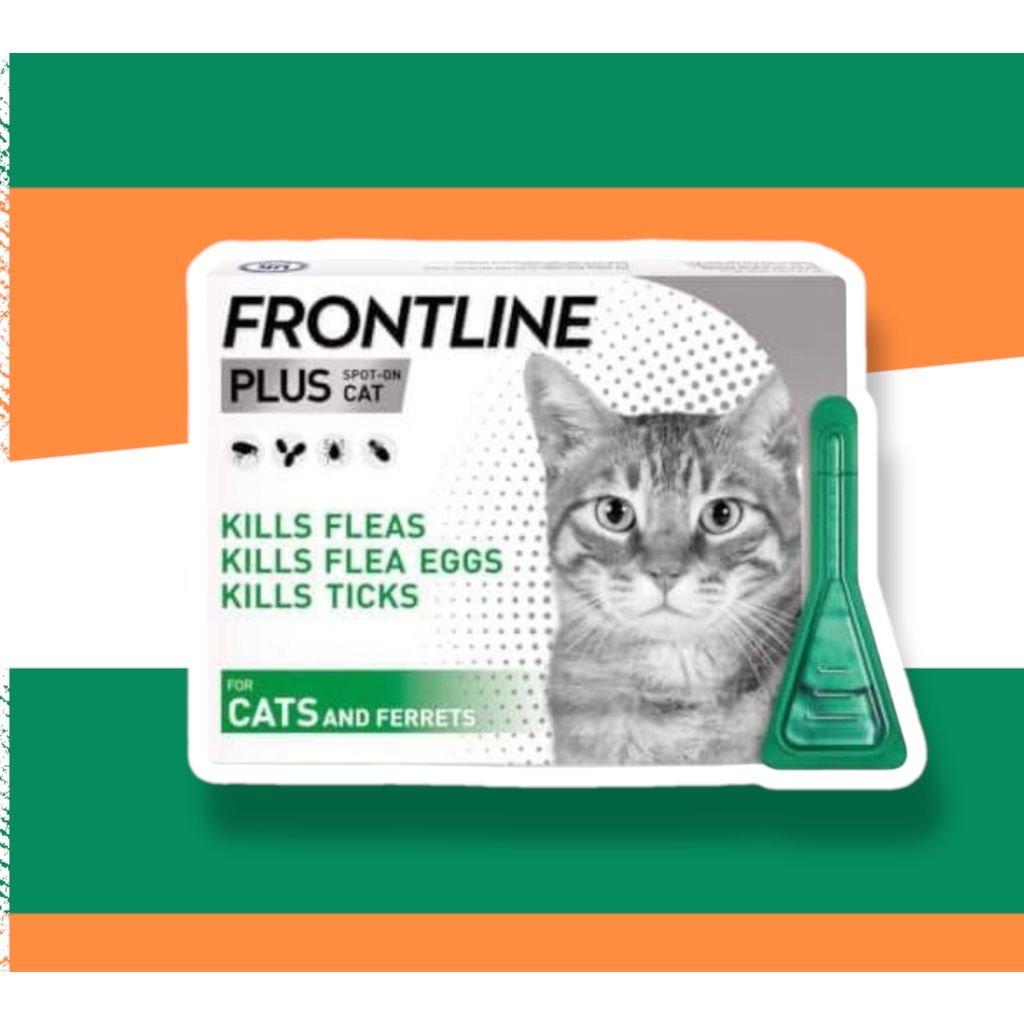 ℡FRONTLINE Plus for Cats Flea & Tick Control (Per Vial) Repellent AntiFlea AntiItching