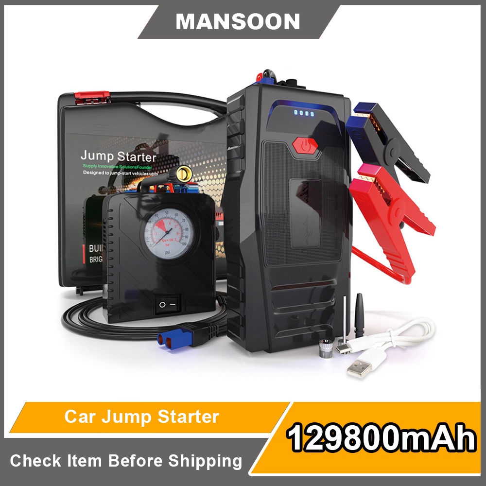 ∋ MANSOON Car Jumper Starter 12V Jumper Starter With Air Pump Jump