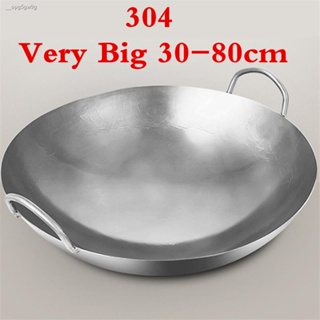 11Inch Frying Pan, 304 Stainless Steel 0.23MM Thick Wok Pan 5 Ply Steel  Skillet,Professional Grade Pans for Cooking