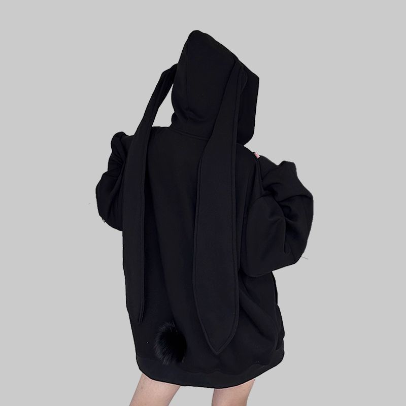 [READY Stock] Rabbit Ears Cute Hooded Loose Sweatshirt Jacket Curry Man ...