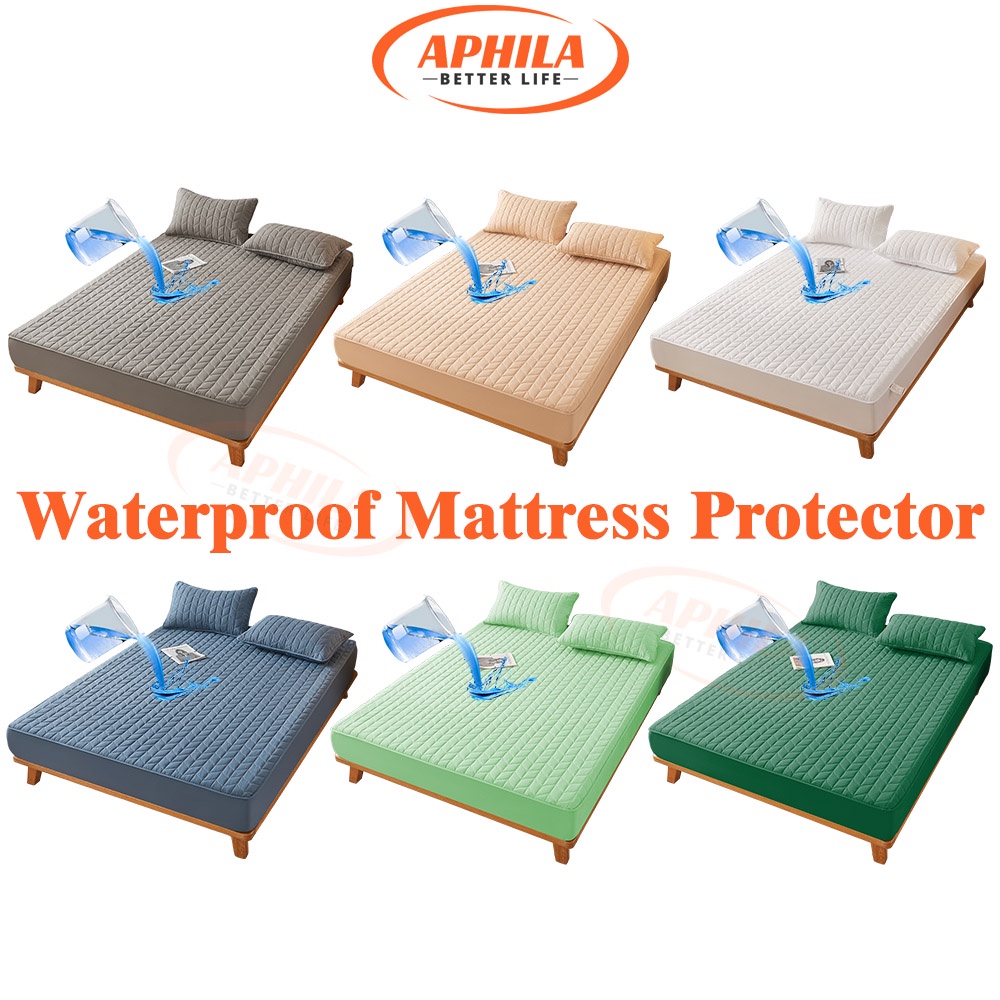 Aphila 100% Waterproof Mattress Cover Cotton Mattress Protector Quilted ...