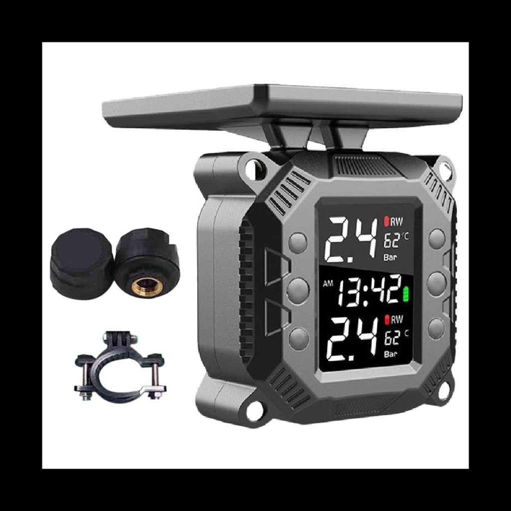 ♖Wireless Motorcycle TPMS Tire Pressure Monitoring System Solar ...