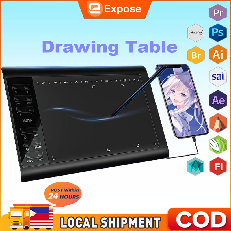 ℗EXPOSE Graphic Drawing Tablet With Pen for Digital Art Support Android