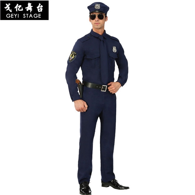 ☢ Halloween Policeman Costumes adult Party Carnival Police Uniform men