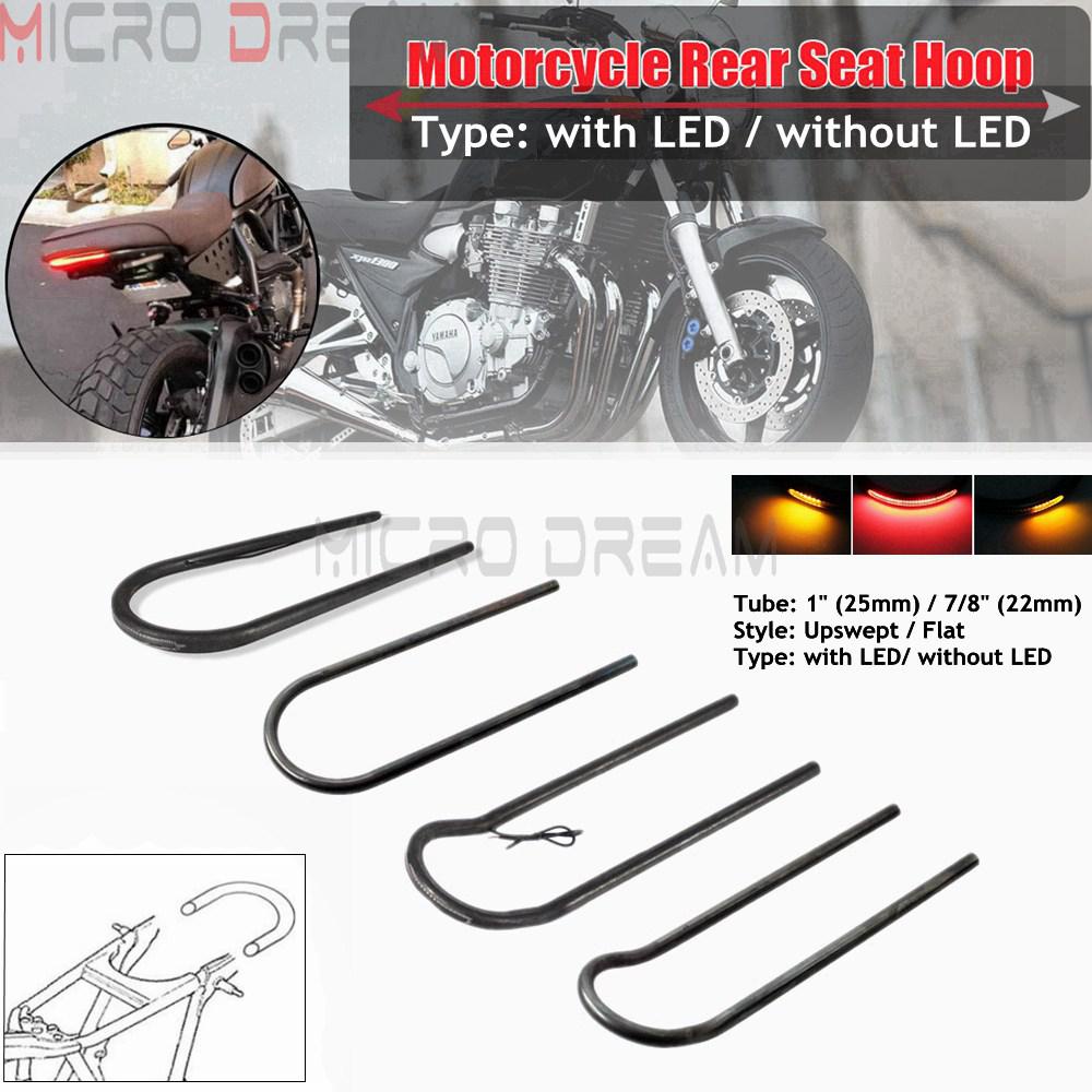 Custom Motorcycle Cafe Racer Scrambler Rear Seat Frame Hoop Loop W/ LED ...