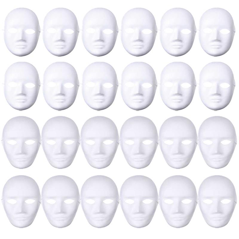 12pcs DIY Full Face White Masks Halloween Costumes DIY Blank Painting