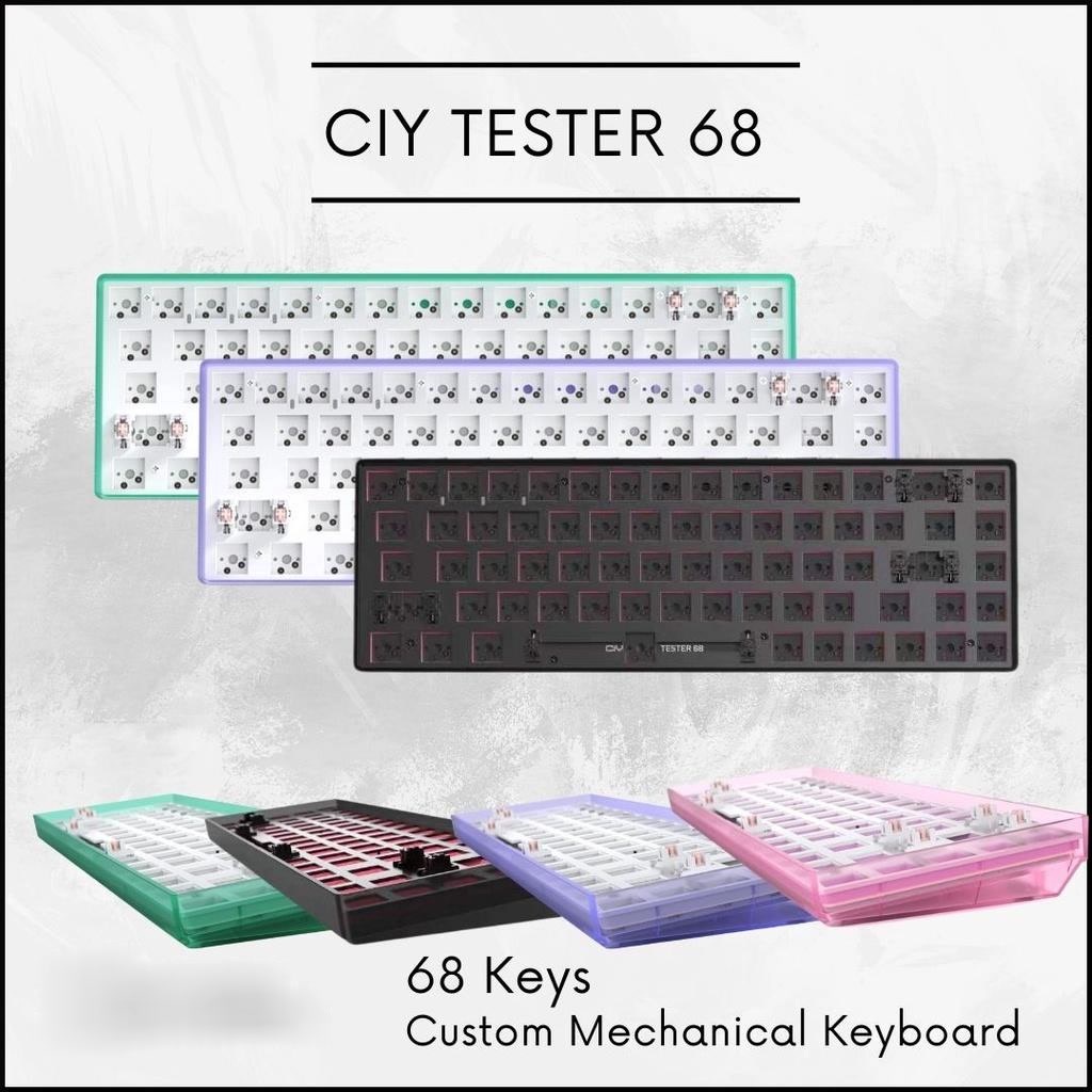 【Hot Sale】CIY Tester68 GK68 65% Layout 2.4G/Bluetooth Customized Wireless  Mechanical barebone keyboa