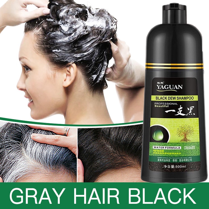 500ml Yaguan Natural Black Hair Shampoo Herbal Hair Dye Shampoo Professional Turn Your White 