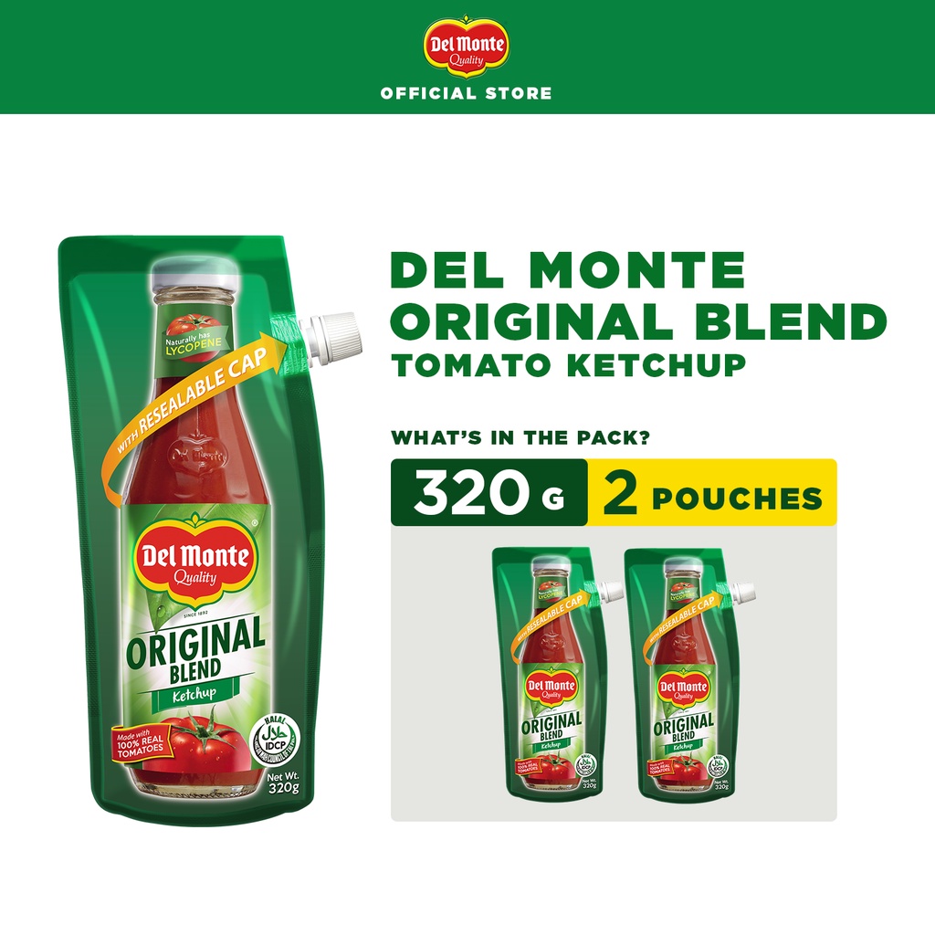 DEL MONTE Original Blend Ketchup with 100 Real Tomatoes 320g Pouch x