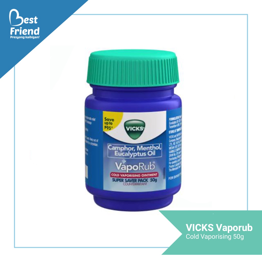 VICKS Vaporub 50g Cold VaporIsing (Camphor, Menthol, Eucalyptus Oil ...