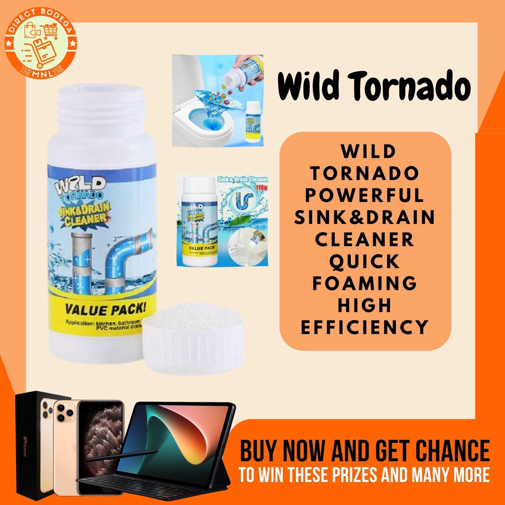 Wild Tornado Powerful Sink & Drain Cleaner High Efficiency Clog Remover  Clea