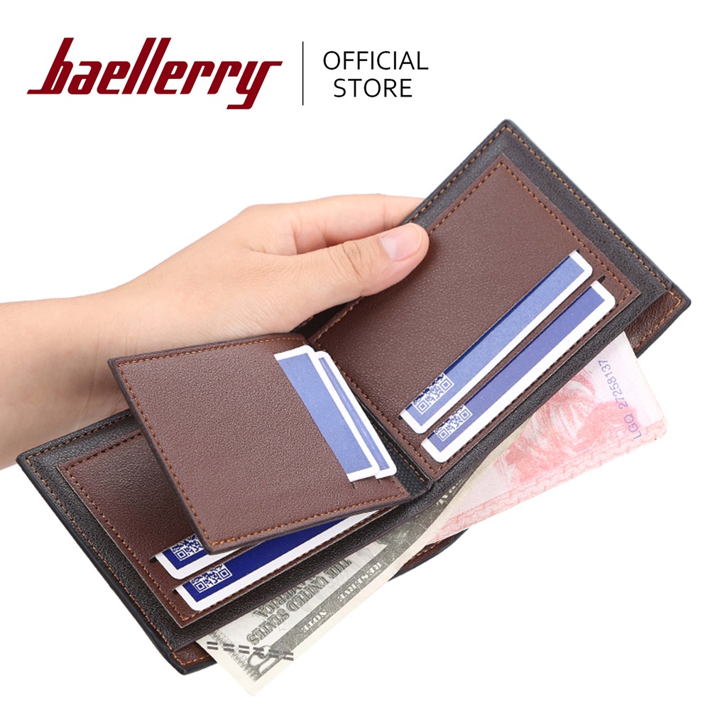 Baellerry Short Wallet Men PU Suede Leather Slim Bifold Men's Wallets ...