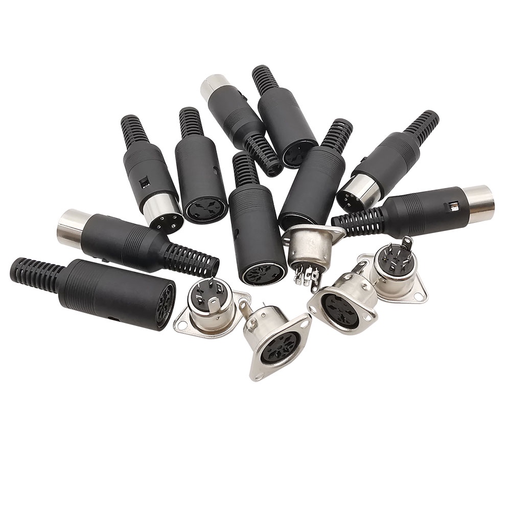 DIN Male / Female Plug 3/4/5/6/7/8 Pin Soldering Cables Connector S