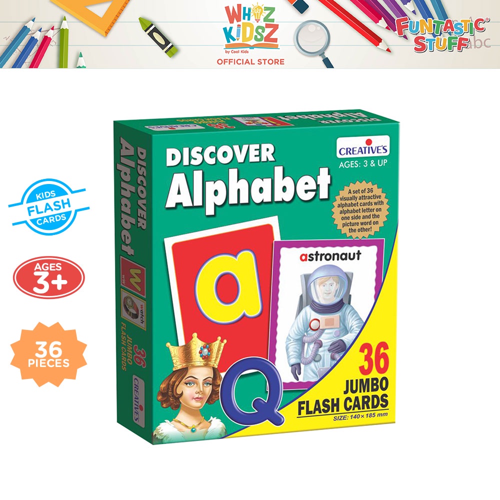 №Whiz Kidsz Discover Alphabet Jumbo Flash Cards, Educational Flash
