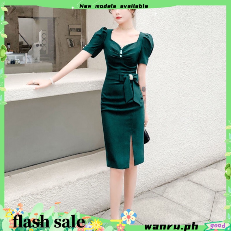 white dress formal modern filipiniana dress fairi dress summer lace women dress casual bodyconElegant waist slimming dre Shopee Philippines