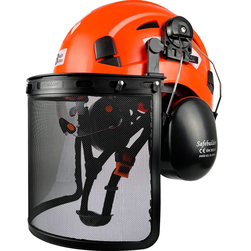 Hard hat with face shield and ear protection on sale
