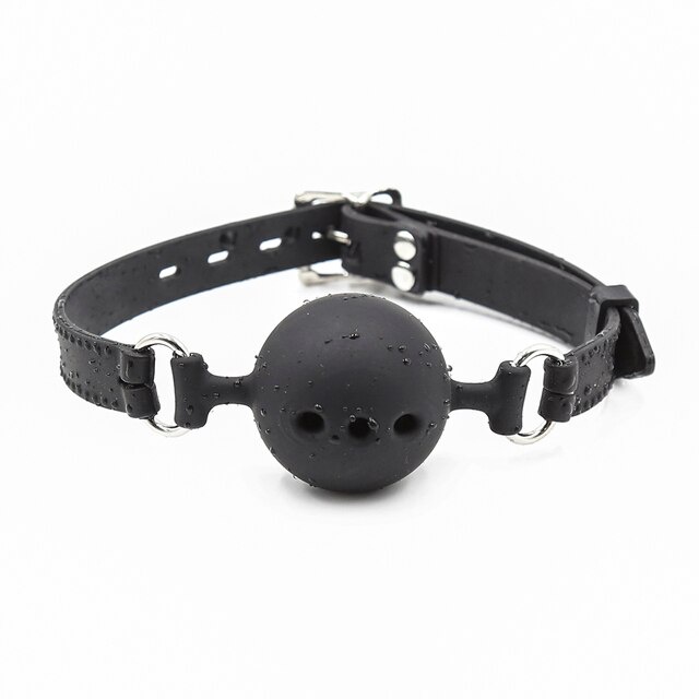 Silicone Open Mouth Ball Gag Bondage Breathable Lockable Harness Strap