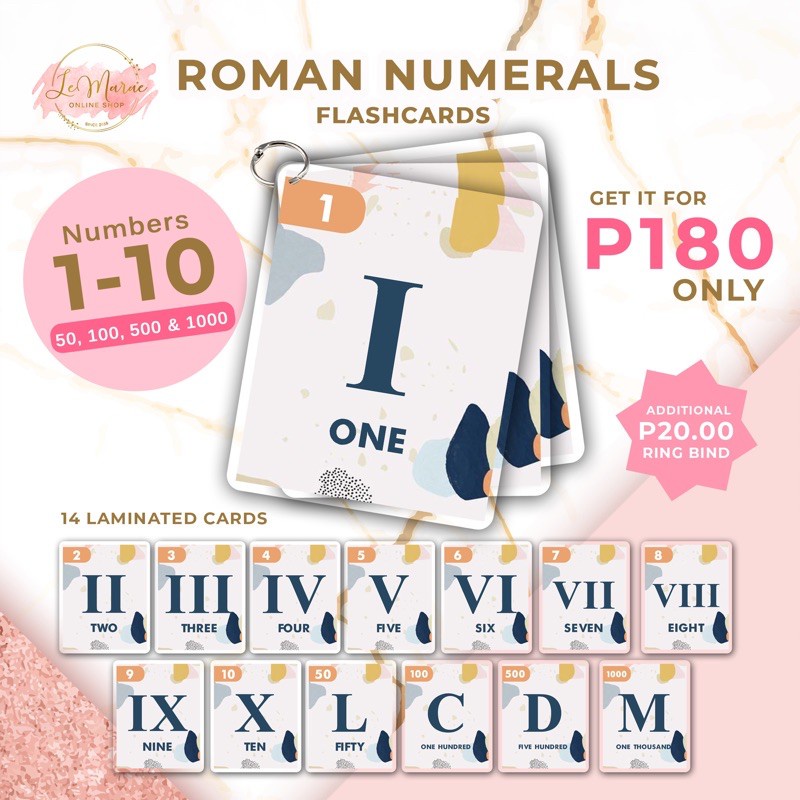 ﹊Le Marae Shop - Laminated Flashcards ROMAN NUMERALS | Shopee Philippines