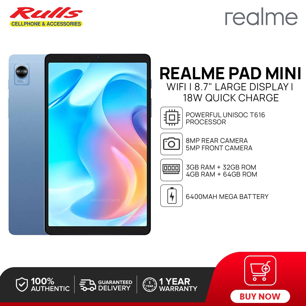 Realme Pad Mini Tablet LTE /WIFI 3GB+32GB/4GB+64GB 8.7” Screen Display  6400mAh Battery