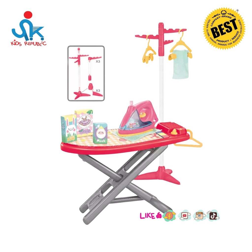 Pretend Playset Real Appliances Toy Kids Play House Electric Toy Iron Set Toy with Ironing Board