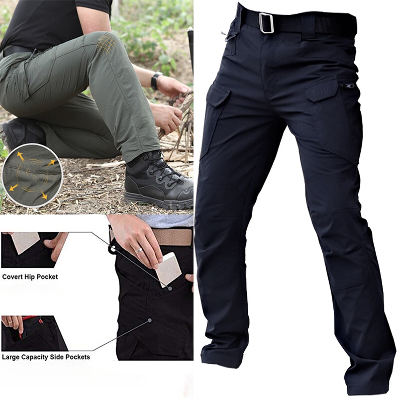 Men Tactical Pants Combat SWAT Waterproof Quick Dry Cargo Pants Stretch