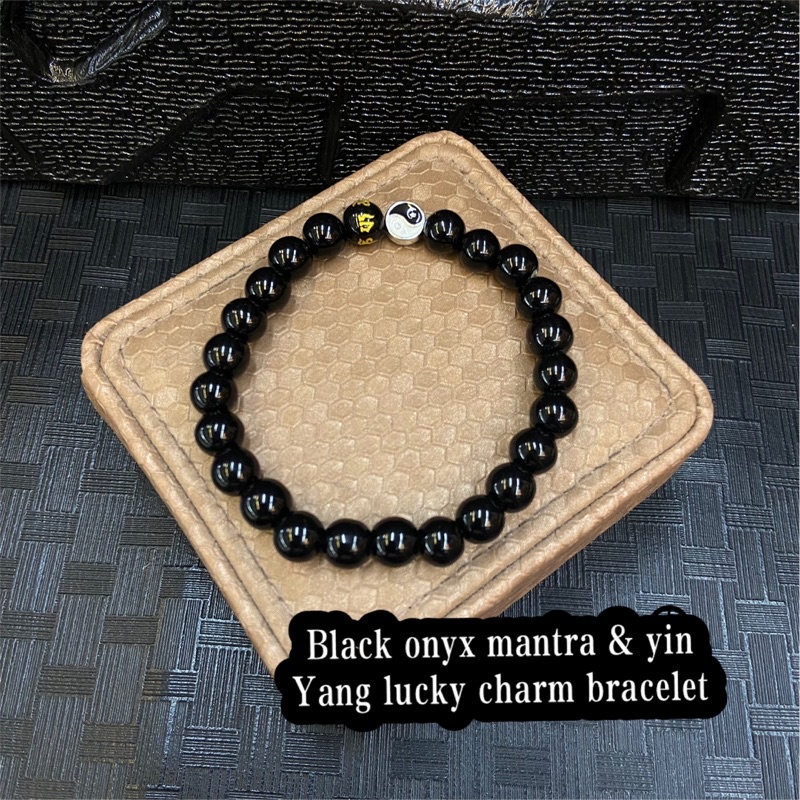 ﹊yin yang & jade black onyx mantra charm bracelet Shopee Philippines