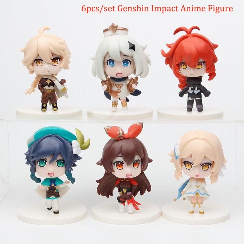 ♘6pcs/set Genshin Impact Paimon Diluc Venti Amber Traveler Anime ...