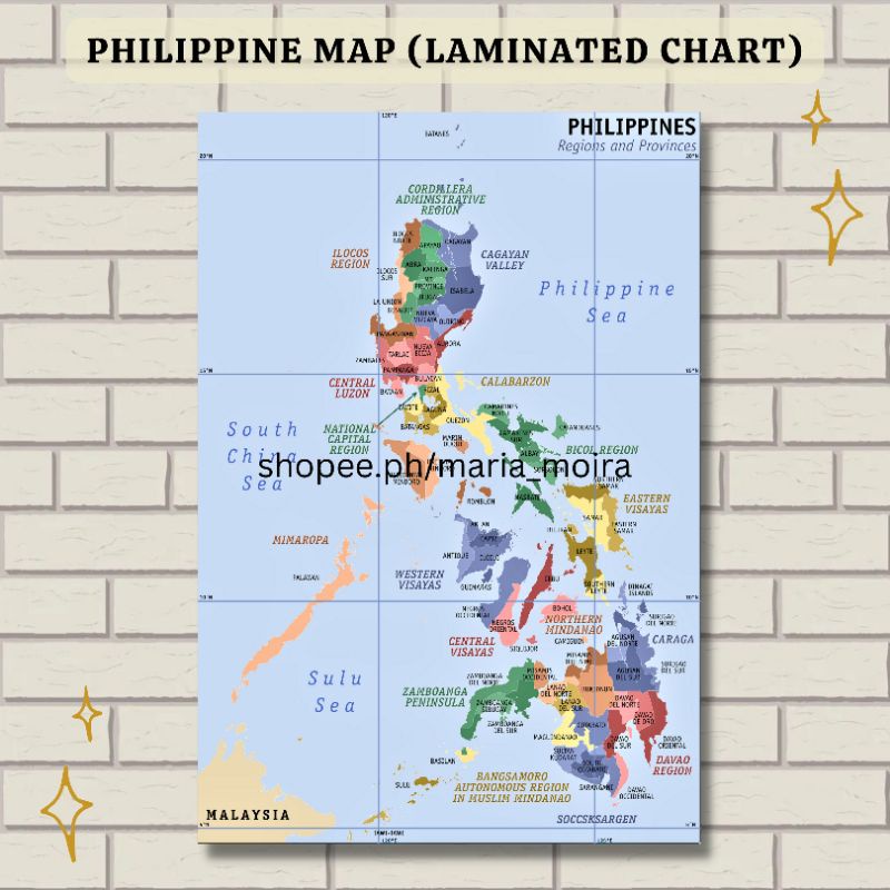 Laminated Mapa Ng Pilipinas Chart A4 Size Educational Wall Chart Philippine Map Chart For 2142