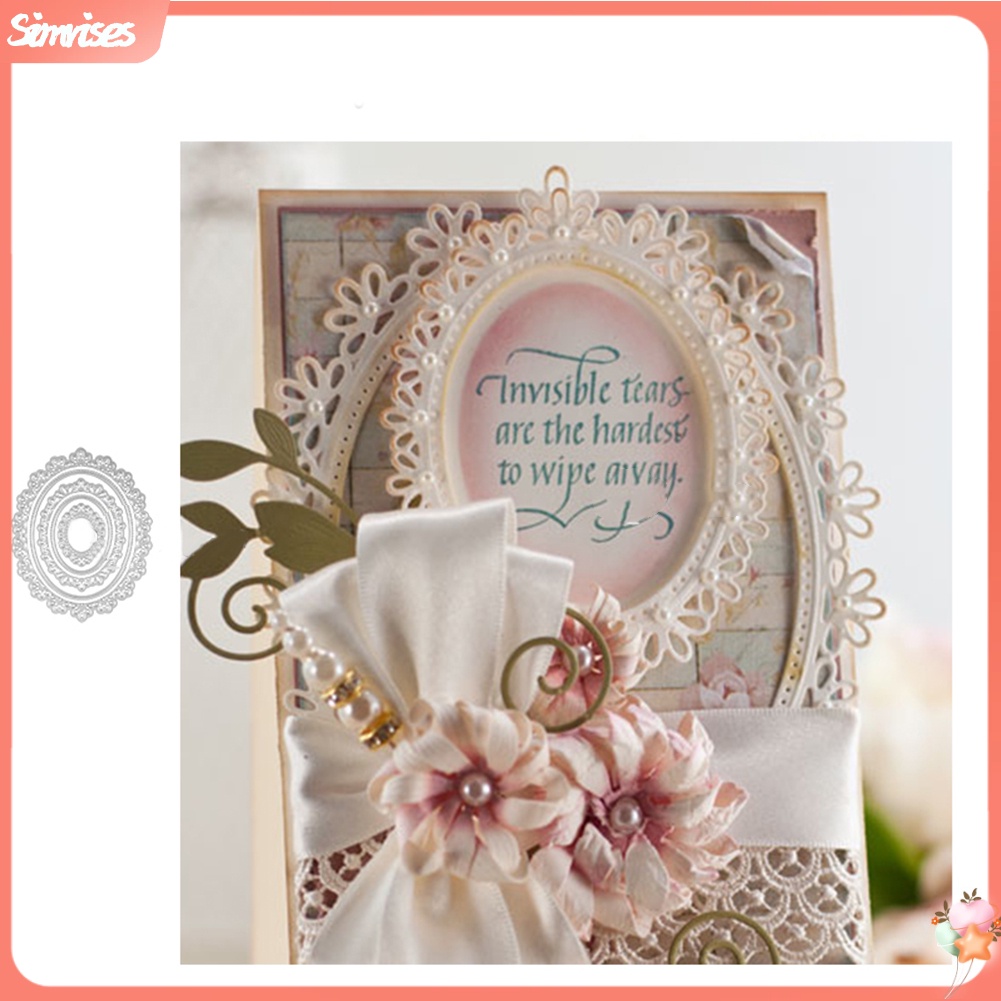 {SIMRISES} Oval Flower Frame Metal Cutting Dies DIY Scrapbooking Paper ...