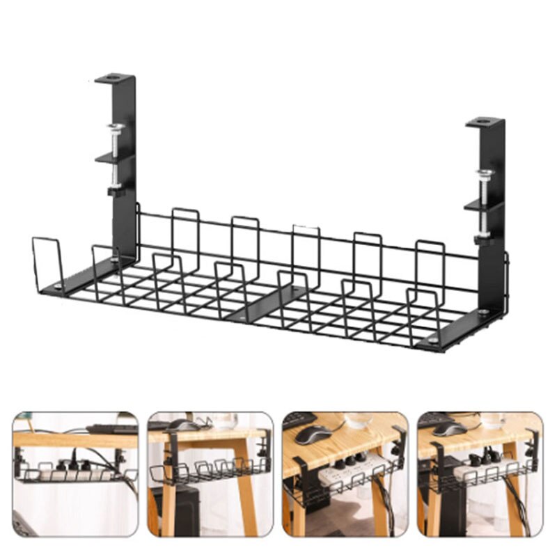 Under Table Storage Rack Cable Management Tray Desk Socket Holder Wire ...