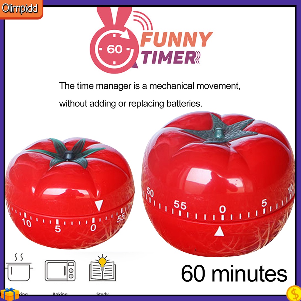 nlshime Office Cute Timer Adjustable Cooking Timer Tomato Shaped ...