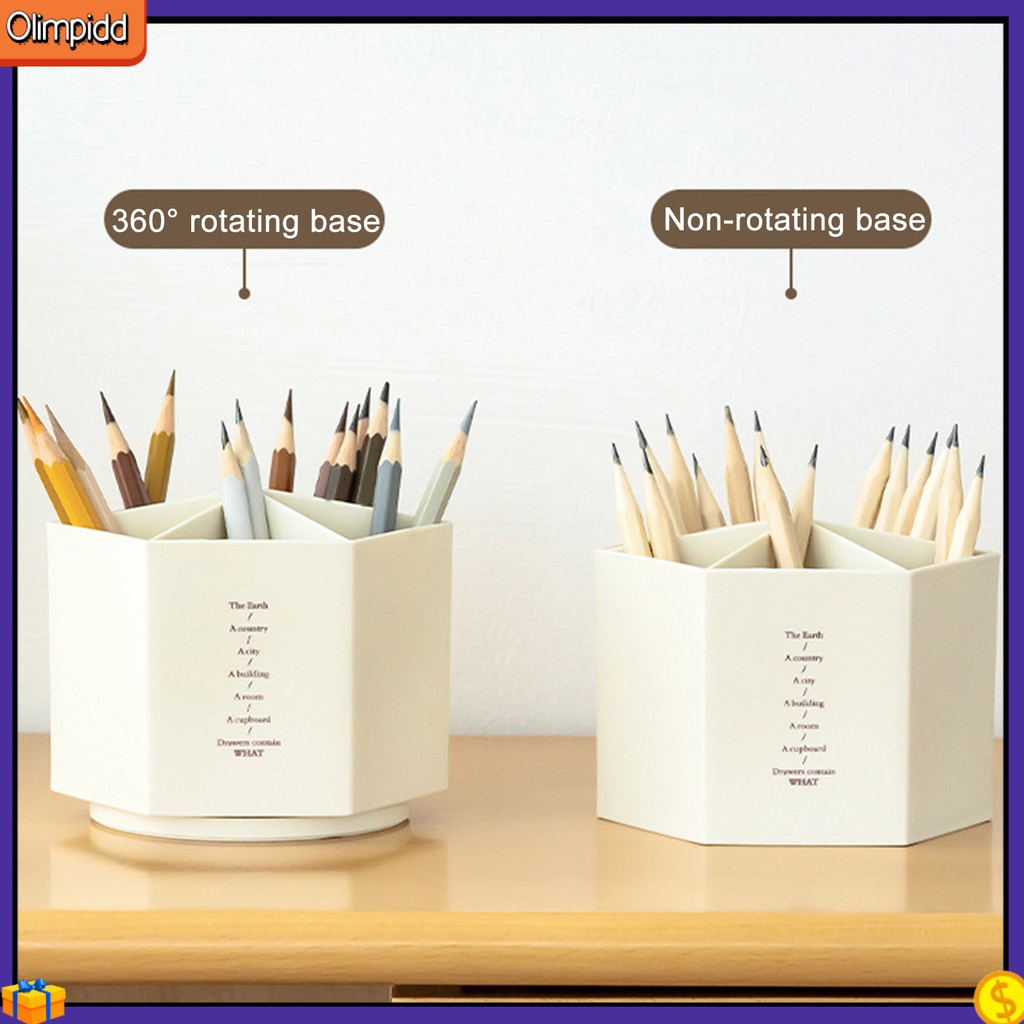 (olimpidd) Dustproof Pen Container for Office 360 Degree Rotation ...