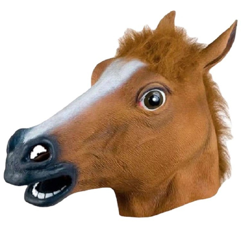 Men Brown Horse Masks Girl Funny Horse Head Mask Latex Animal Mask