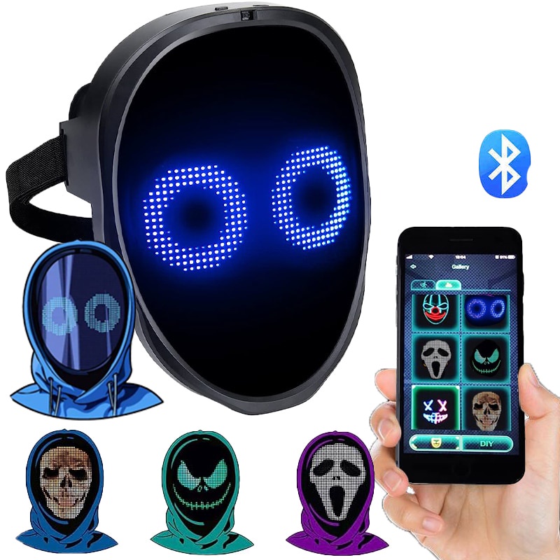 DIY Halloween Mask LED Bluetooth Prank Mask 115 Styles of Programmable