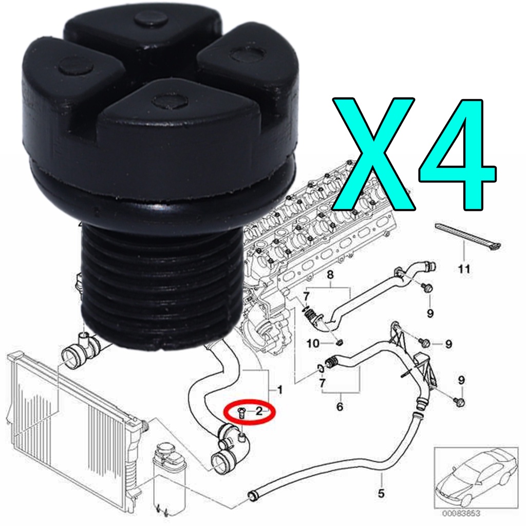 4Pcs For MINI R50 R53 Cabrio R52 Coolant Air Valve Bolt Bleeder Screw Radiator Cap Expansion