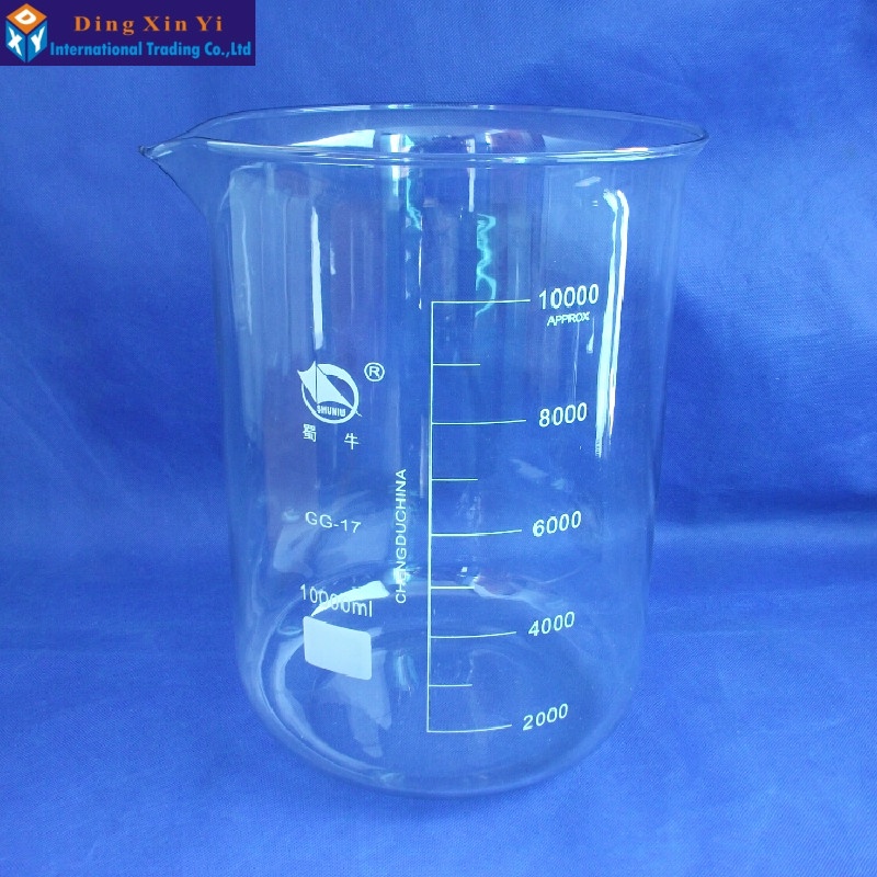 SHUNIU Glass beaker 10000ml,Lab beaker 10000ml,Low form with graduation